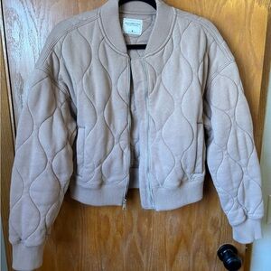 Abercrombie & Fitch Quilted Beige Bomber Jacket